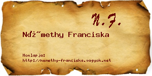 Némethy Franciska névjegykártya